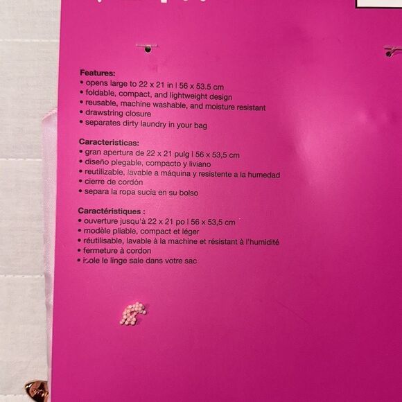 MIAMICA Pink Gold Blk “Wash Dry Fold Repeat” Foldable Travel Laundry Bag - Picture 7 of 7